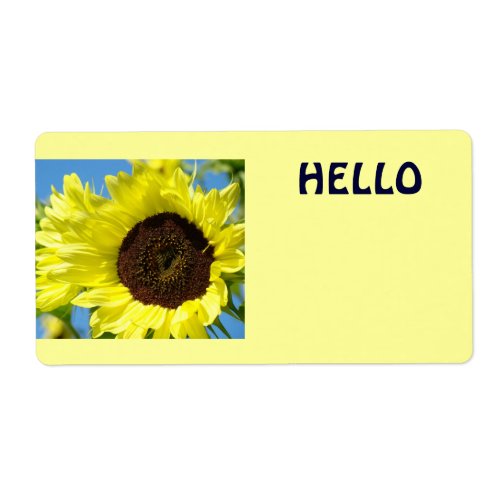 Hello Name Tags Yellow Sunflowers Sun Flowers