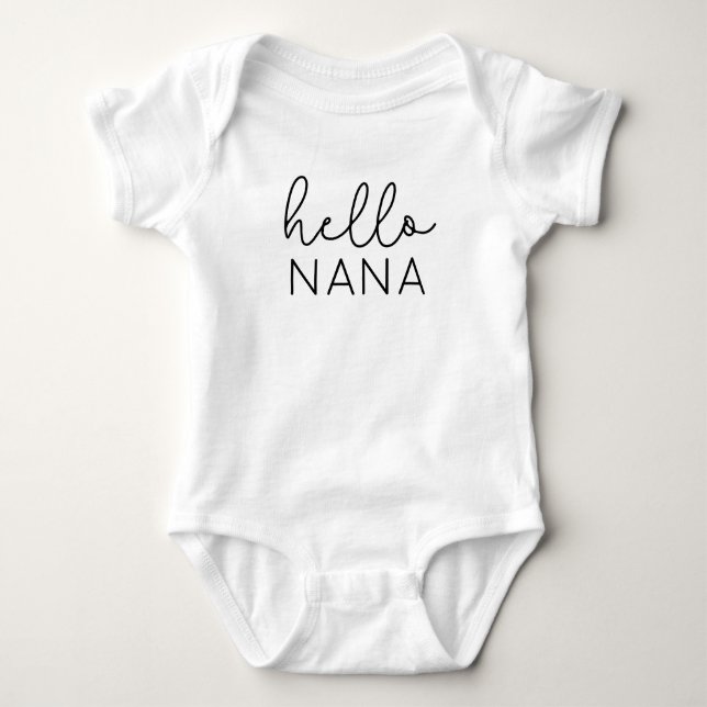 Hello NANA Announcement Personalized for Grandma Baby Bodysuit (Front)
