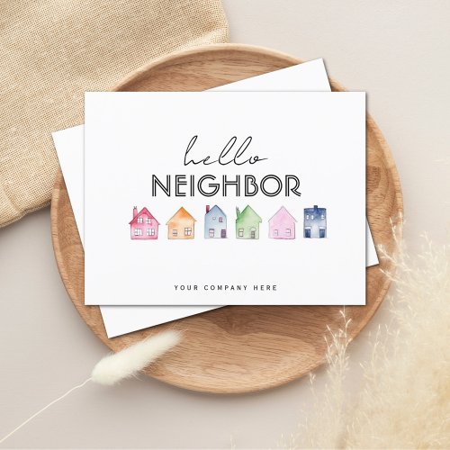 Hello Neighbor Colorful Houses Realty Promo Postcard