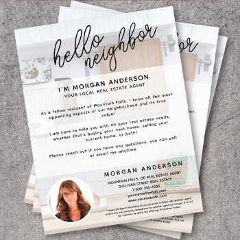 Hello Neighbor Real Estate Marketing Introduction Flyer by Sullivan_Street at Zazzle
