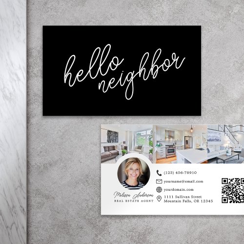 Hello Neighbor Real Estate Photo QR Code Business Card