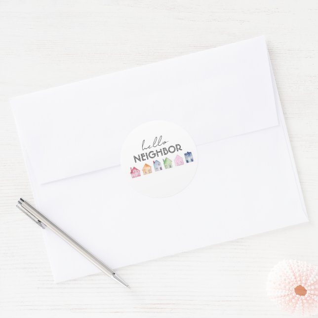 Hello Neighbor Real Estate Promotional  Classic Round Sticker (Envelope)
