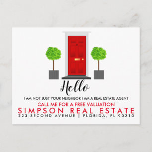 Hello Neighbor Red Door real estate client Announcement Postcard