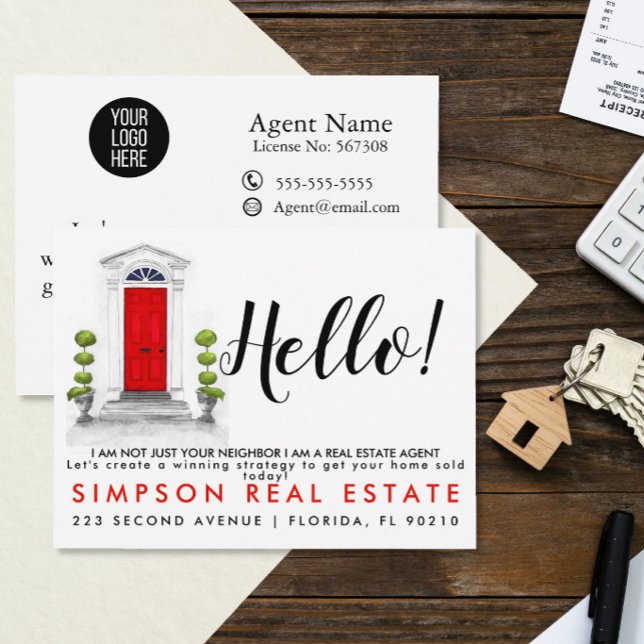 hello Neighbour Real Estate Agent Introduction Announcement Postcard (Creator Uploaded)