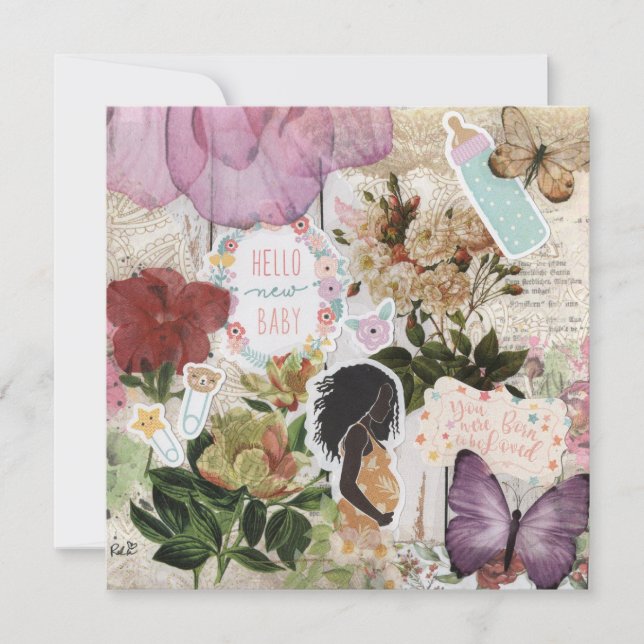 Hello New Baby! Baby Shower Flat Greeting Card (Front)