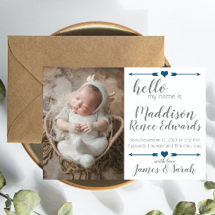 Hello new baby birth announcement with photos