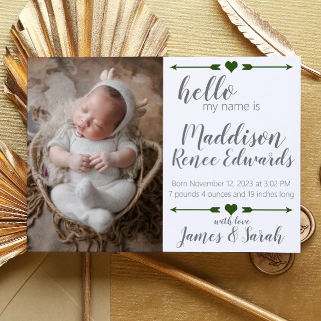 Hello new baby birth announcement with photos (Creator Uploaded)