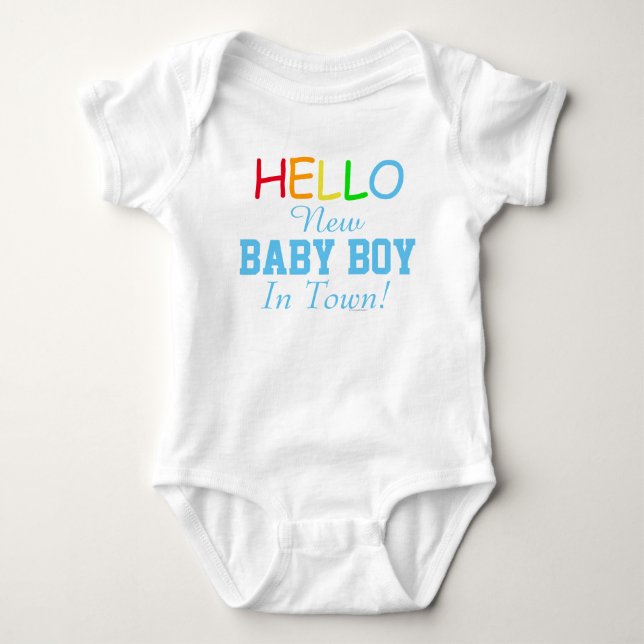 Hello New Baby Boy In Town Baby Shirt (Front)