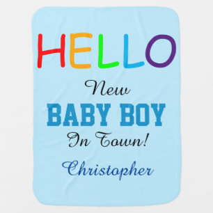 Hello New Baby Boy Name Blanket