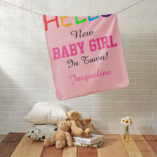 Hello New Baby Girl Name Blanket