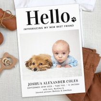 Hello New Baby Modern Pet Newborn Photo  Announcement