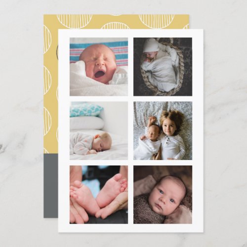 Hello New Baby Photo Personalized Yellow Grey Invitation