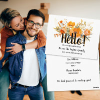 Hello New Neighbour Orange Floral Announcement