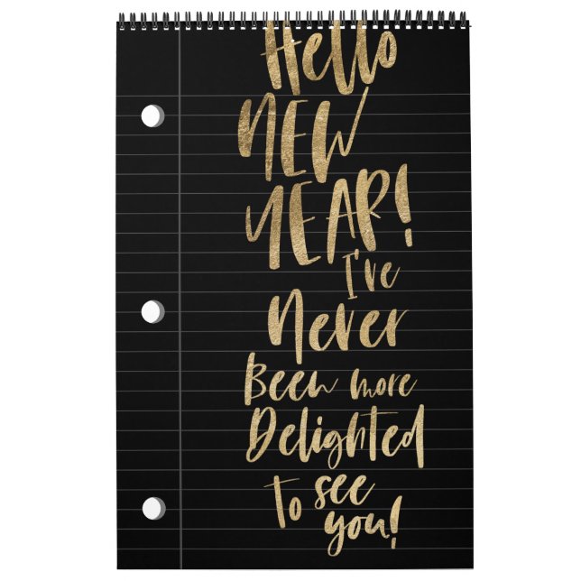 Hello New Year Best Year Ever | Lined Notepaper Calendar (Cover)