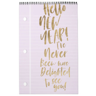 Hello New Year Best Year Ever | Lined Notepaper Calendar