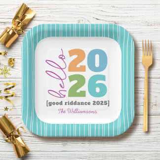 Hello New Year Bold Modern Custom Year Name Humor Paper Plates