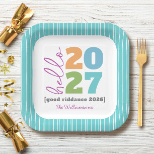 Hello New Year Bold Modern Custom Year Name Humor Paper Plates