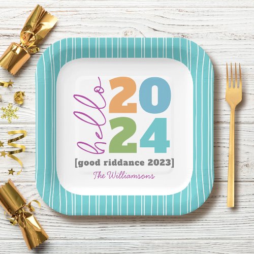 Hello New Year Bold Modern Custom Year Name Humor Paper Plates