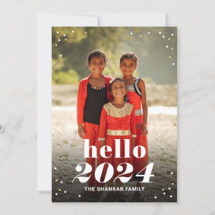 Hello New Year EDITABLE COLOR Holiday Photo Card