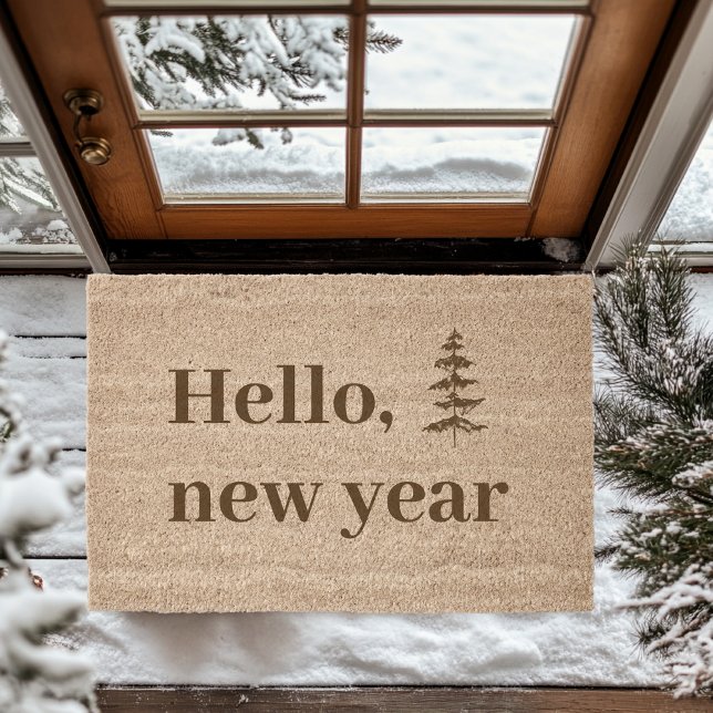 "Hello, New Year! Festive Coir Fiber  Doormat (Creator Uploaded)