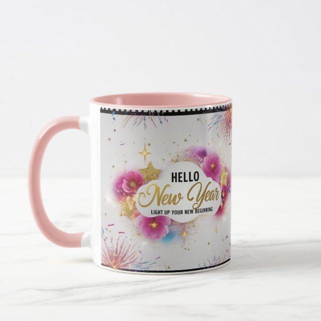 Hello New Year Glam Cinematic Floral Combo Mug (Left)