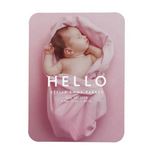 HELLO Newborn Baby Photo Birth Announcement Magnet