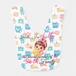 Hello newest member of family patterns cat custom baby bib