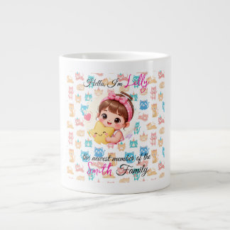 Hello newest member of family patterns cat custom giant coffee mug