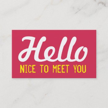 "hello Nice To Meet You" Magenta Grunge Font Business Card by DesignByLang at Zazzle