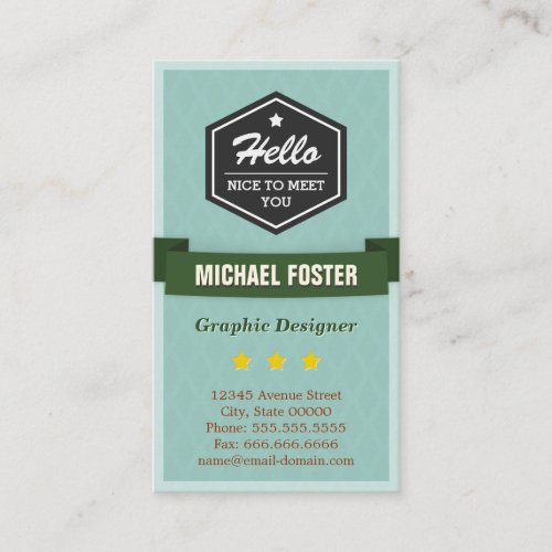 Hello Nice to Meet You - Personal Social Profile Business Card Template