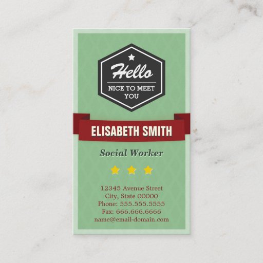 Customizable Hello Nice to Meet You - Vintage Retro Stylish Business Cards