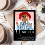 Hello NINETY! Minimal 90th Birthday Party Invitation<br><div class="desc">Make your loved one's 90th birthday an unforgettable celebration with our Hello NINETY minimal design party invitation. With just a few clicks,  you can add their photo,  customize the template to your event details,  and create a one-of-a-kind party invite that's guaranteed to impress</div>