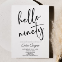 Hello Ninety Minimal Elegant 90th Birthday Party