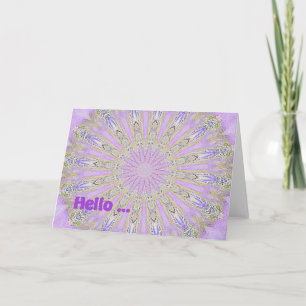Hello Note Card, Lavender Digital Design Card