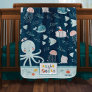 Hello Ocean Octopus and Fish Nautical Blue Baby Blanket