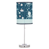 Hello Ocean Octopus and Fish Nautical Blue Kid Table Lamp (Back)