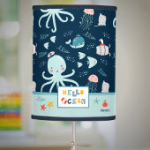 Hello Ocean Octopus and Fish Nautical Blue Kid Table Lamp