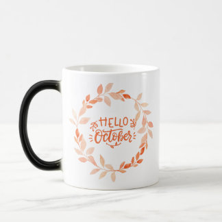 Hello October Watercolor Fall  Wildflower Autumn  Color Morph Mug
