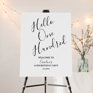 Hello One Hundred 100th Birthday Welcome Sign