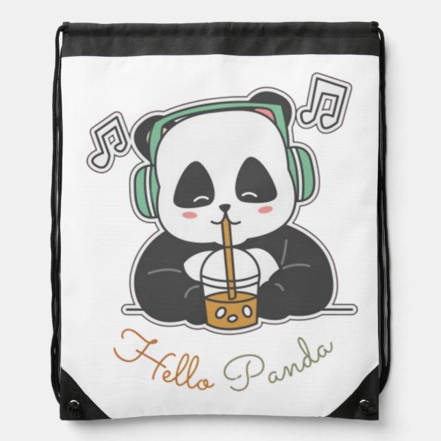 Hello panda drawstring bag (Front)