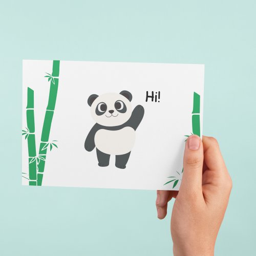 Hello _ Panda themed flat notecard