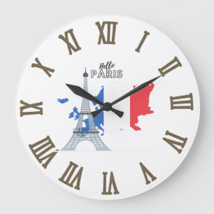 Hello Paris Large Clock