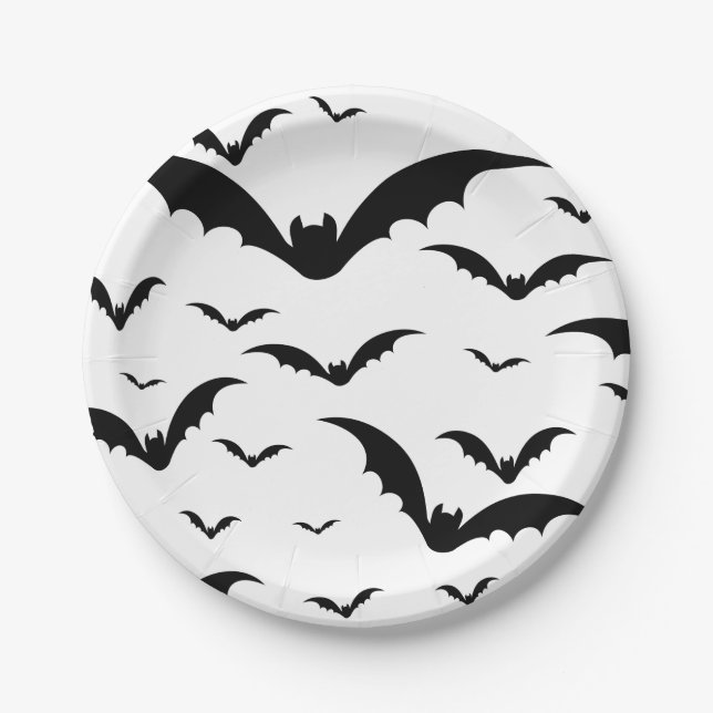 Hello party. Bats, bat. Vampire. Paper Plates (Front)