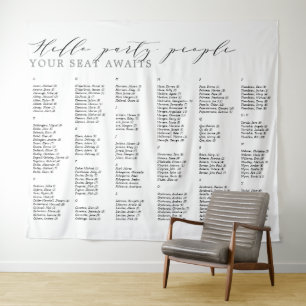Hello Party People Wedding Alphabetic Seating Char Tapestry