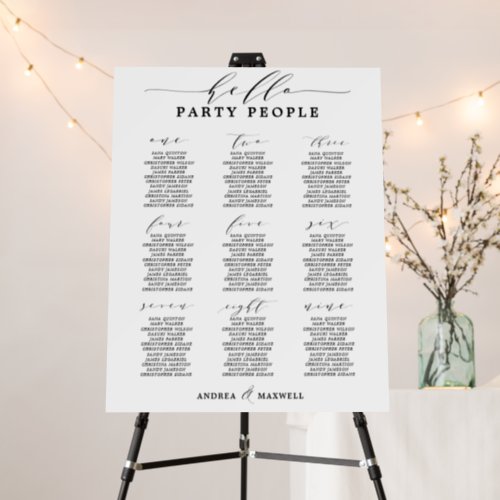 Hello Party People Wedding Seating Chart Foam Board