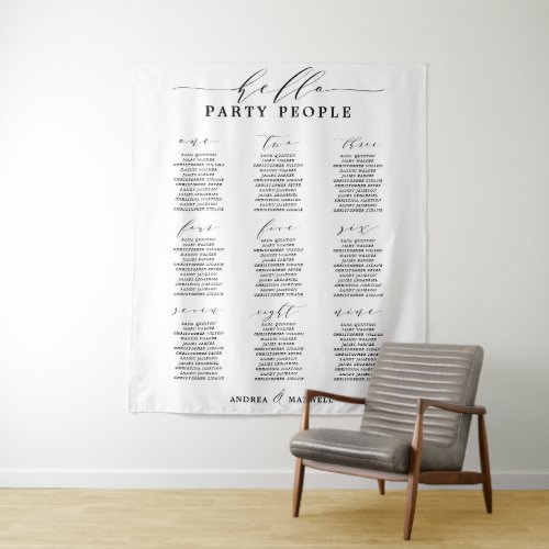 Hello Party People Wedding Seating Chart Tapestry