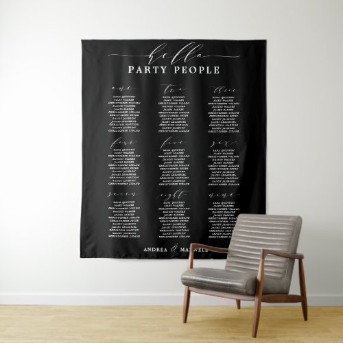 Hello Party People Wedding Seating Chart Tapestry