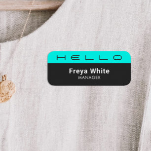 Hello Pastel Green, Black Name Tag