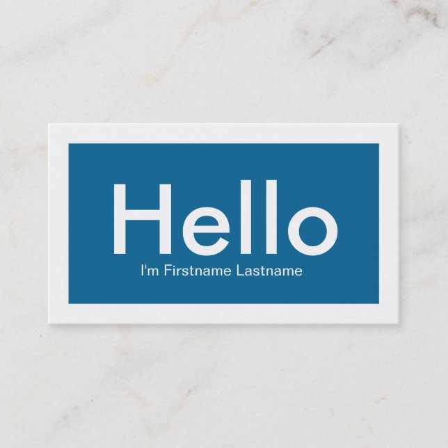 Hello Personal Networking Business Cards in Blue (Front)