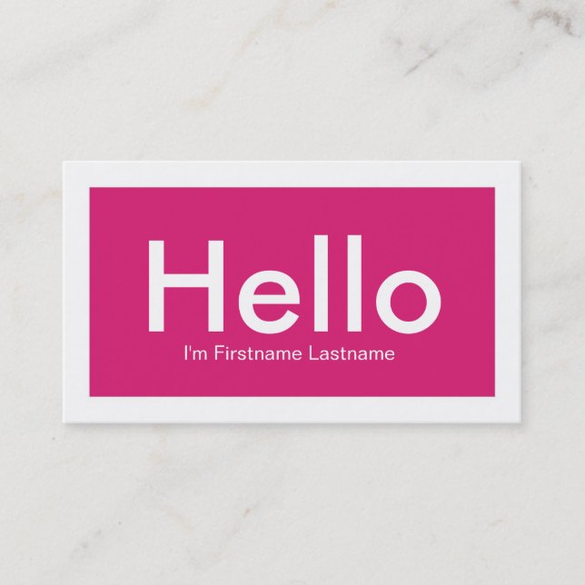 Hello Personal Networking Business Cards in Pink (Front)